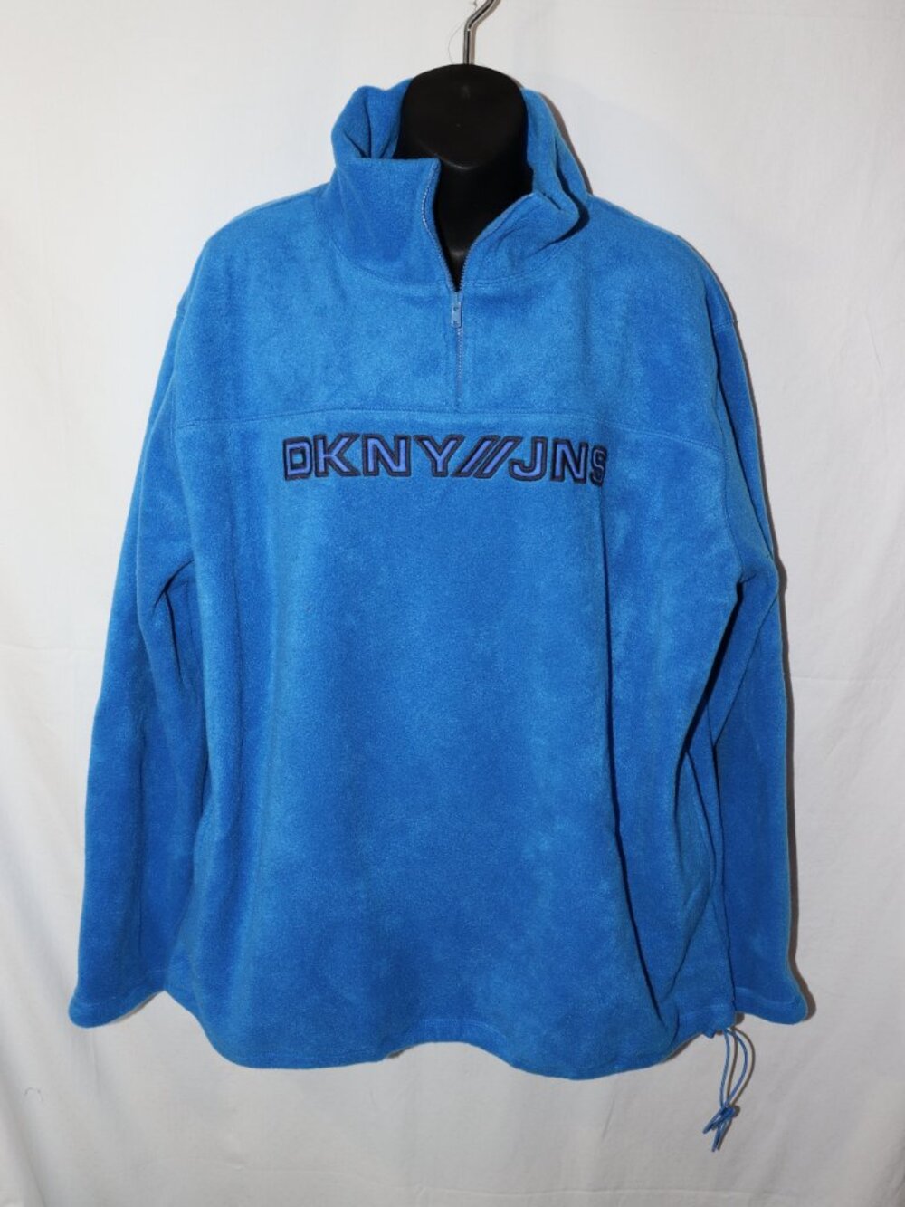 DKNY JEANS Blue Fleece Quarter‑Zip Pullover – Size L